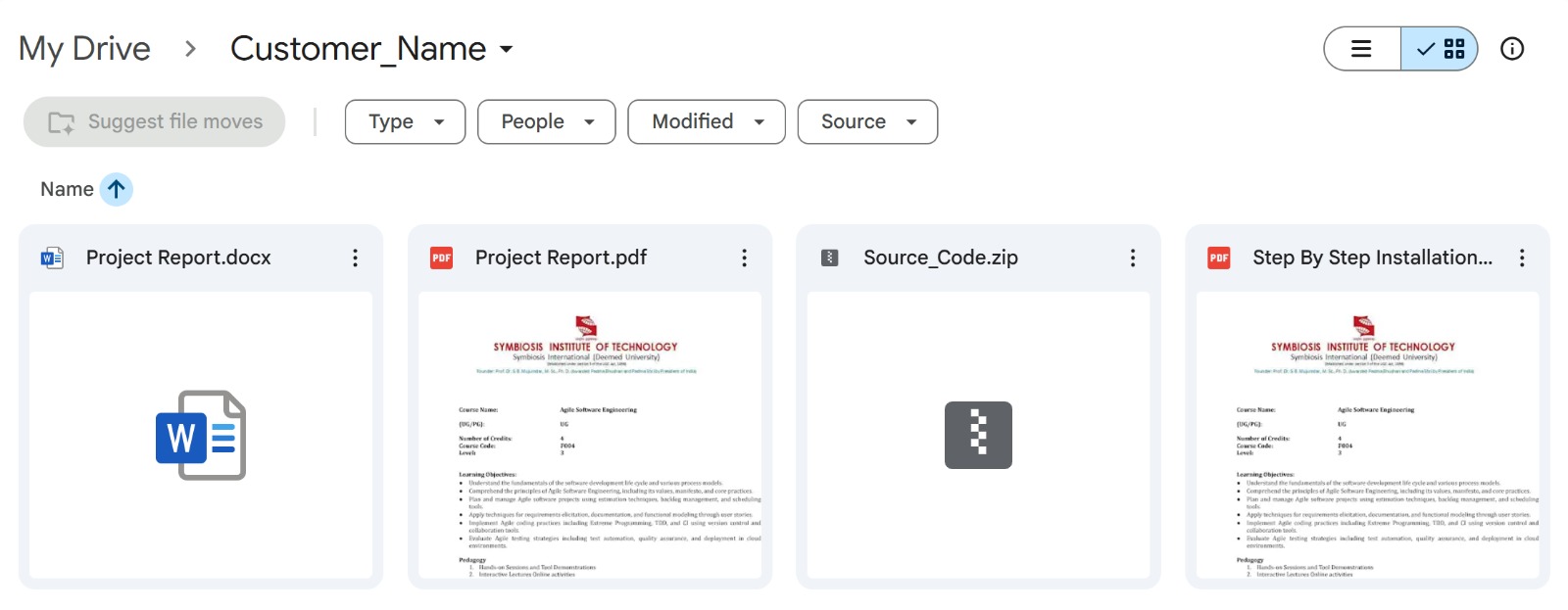 Sample Project Buddyy delivery folder with project files and documentation